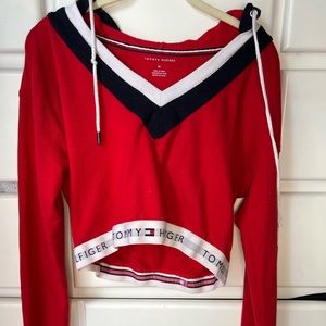Red Tommy Hilfiger Cropped Sweatshirt